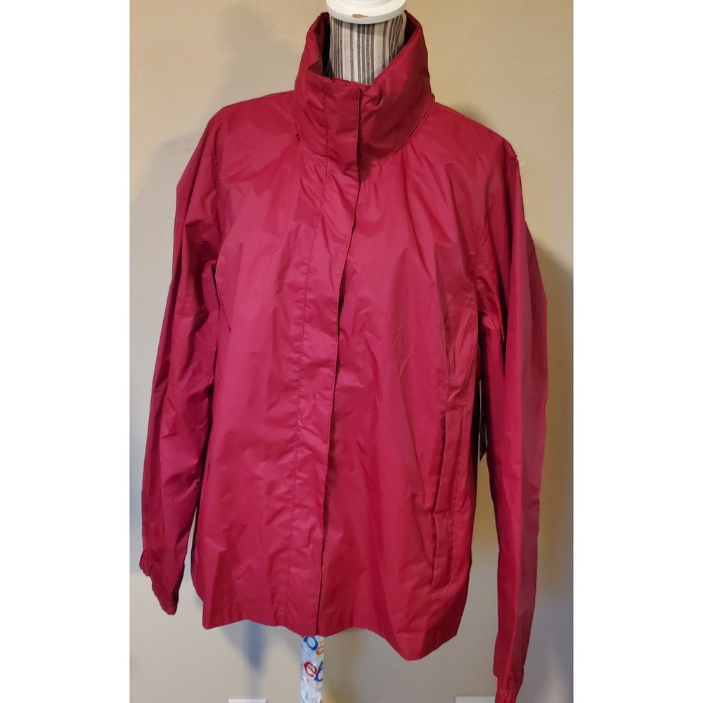 Swiss Tech Womens Plus 1X Magenta Pink Rain Jacket Water Resistant Windbreaker